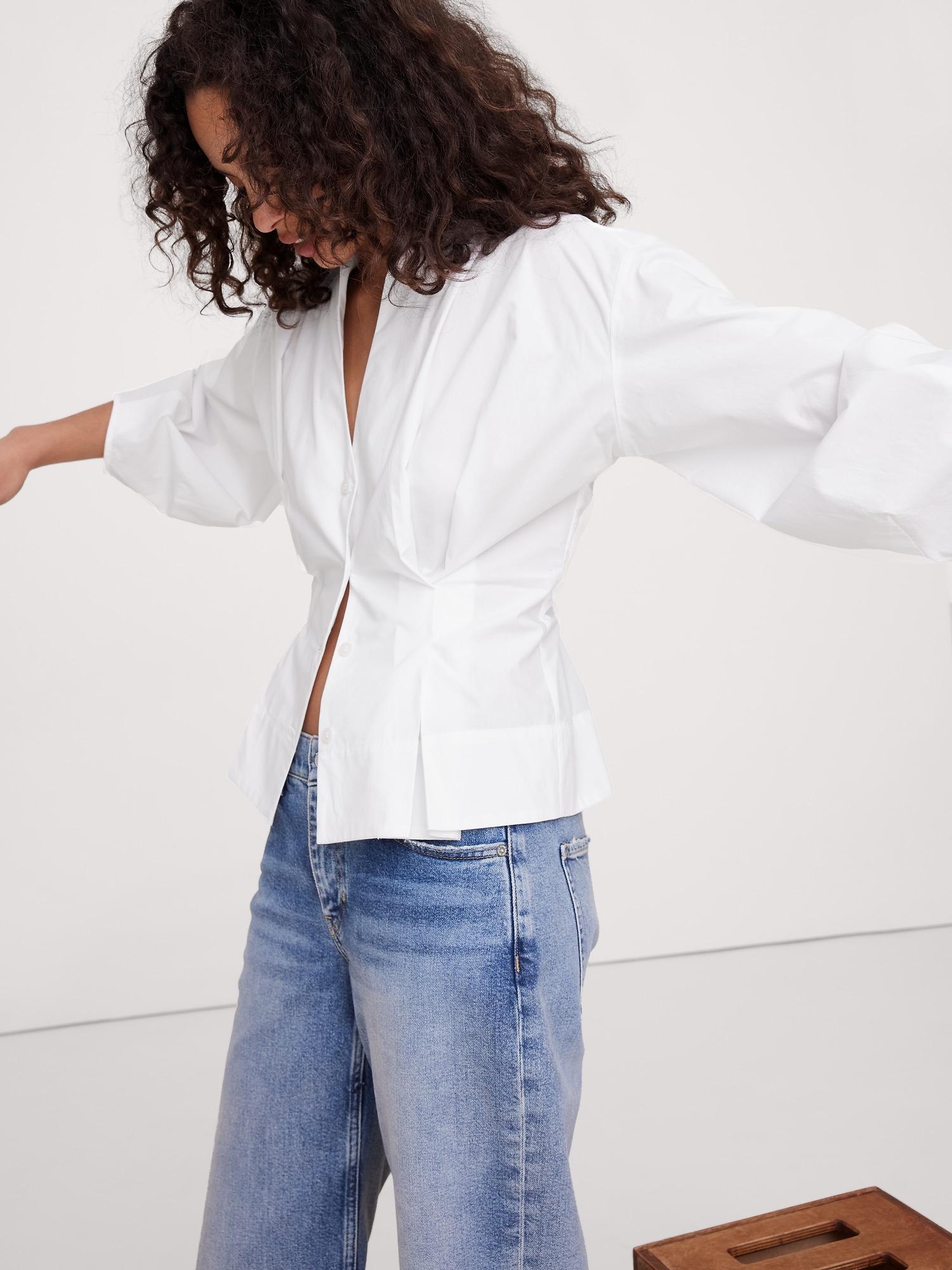 Cotton Poplin Cinched-Waist Shirt Product Image