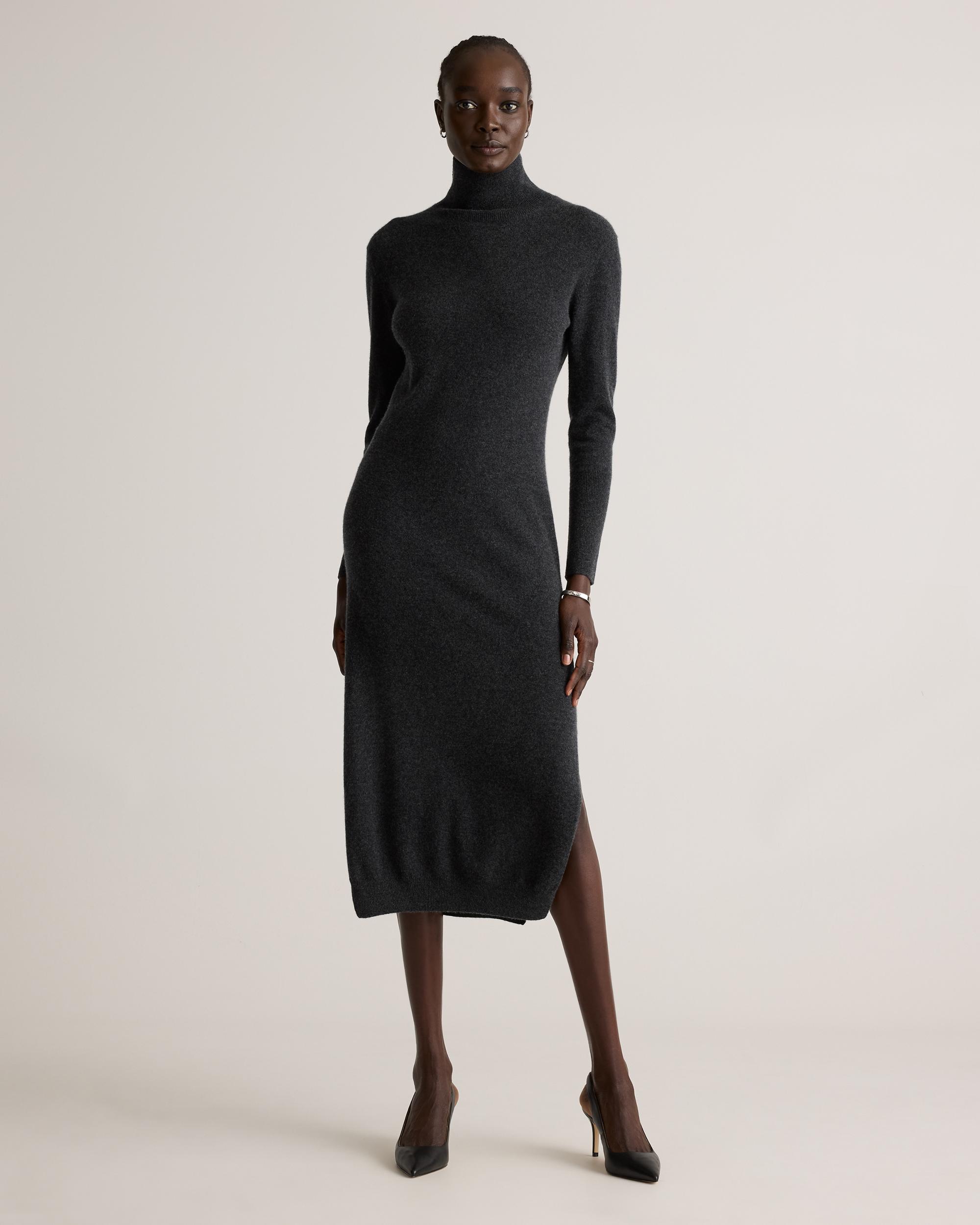 Quince | Women's Mongolian Cashmere Turtleneck Midi Sweater Dress Product Image