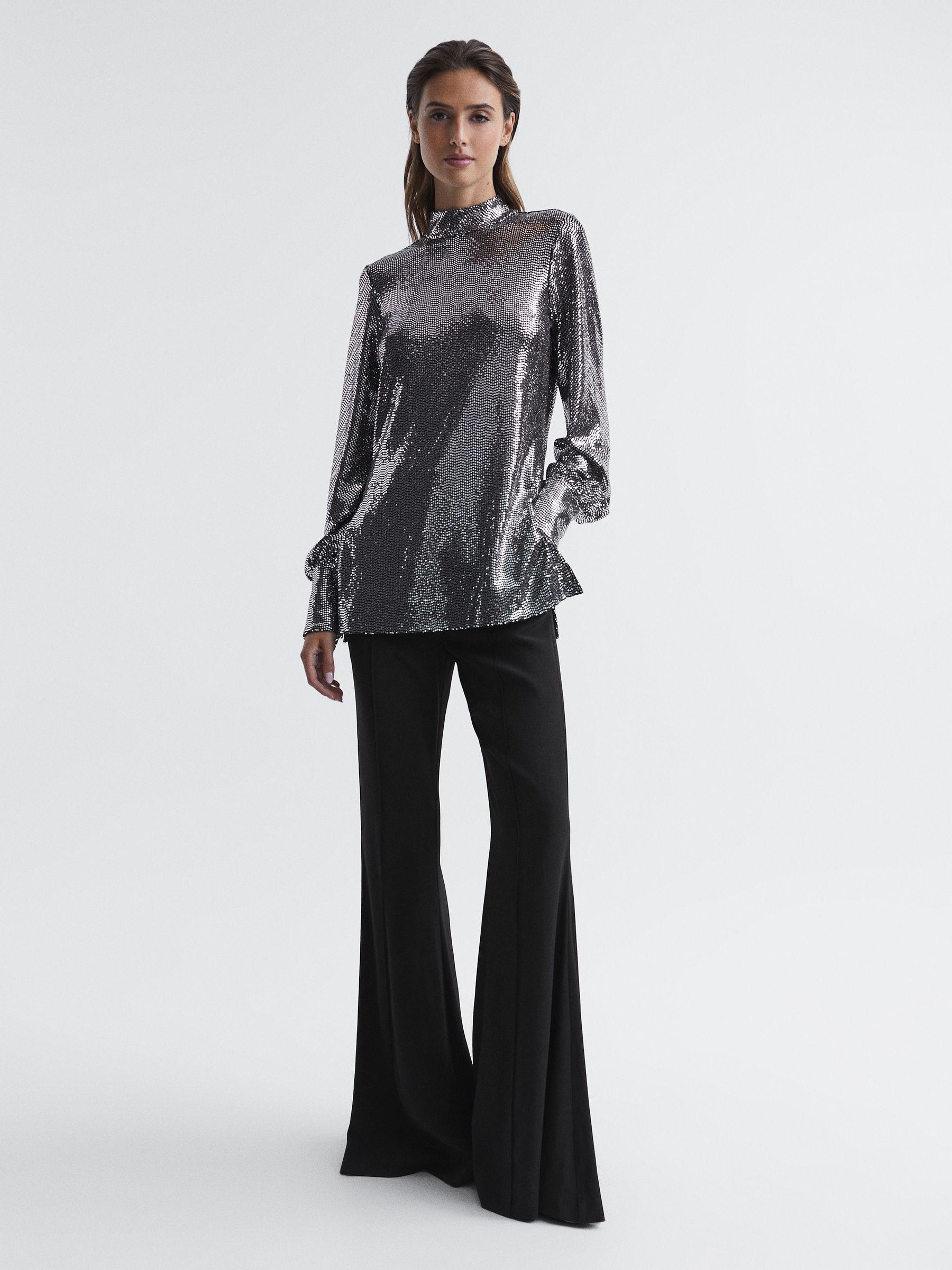 Sequin Occasion Top in Silver Product Image