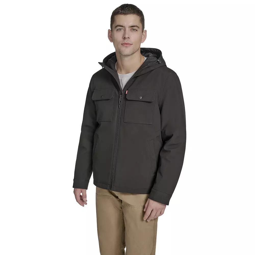 Men's Levi's® Soft Shell Quilt Lined Hooded Storm Coat,  Product Image