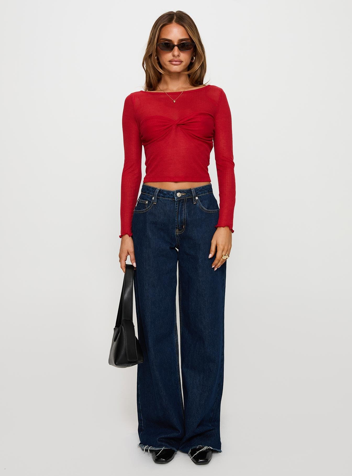 November Long Sleeve Top Red Product Image