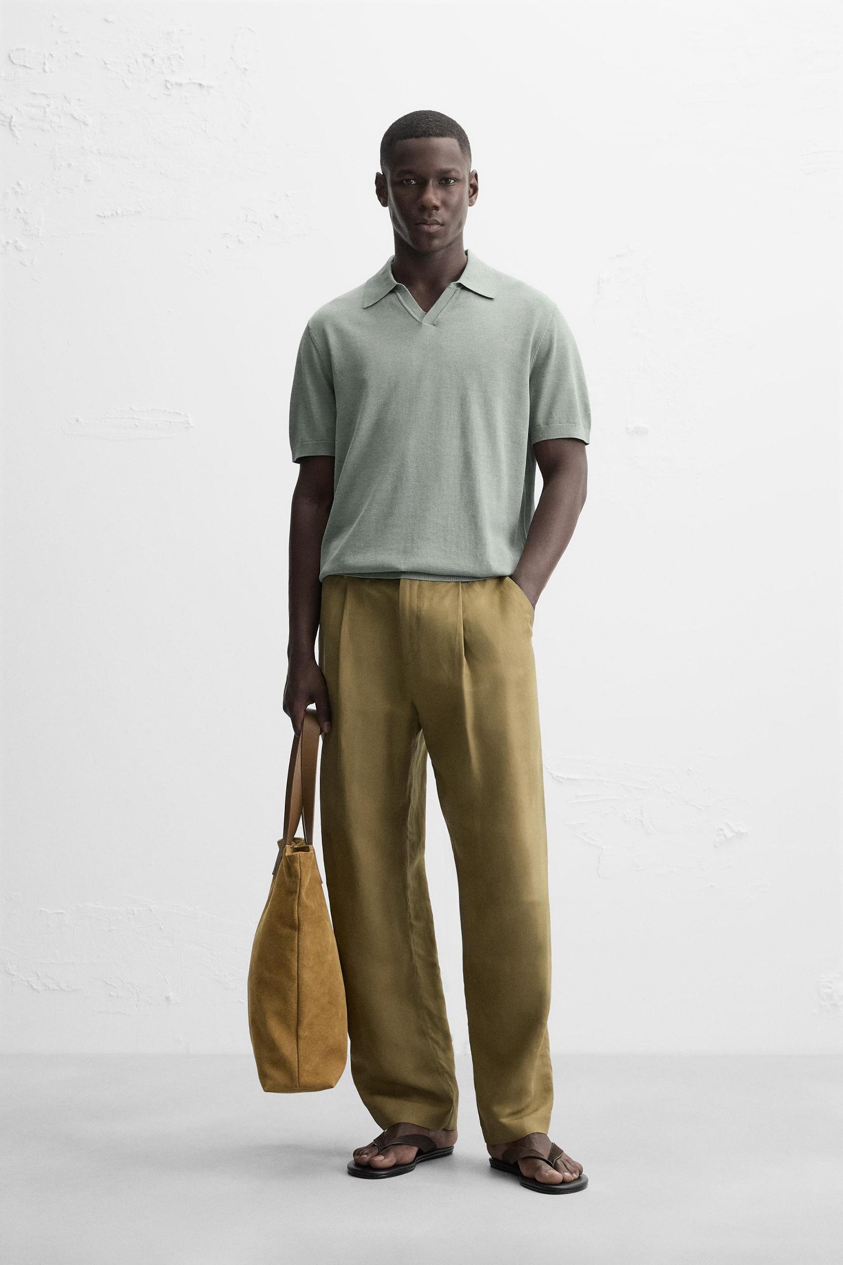 COTTON-SILK KNIT POLO SHIRT Product Image