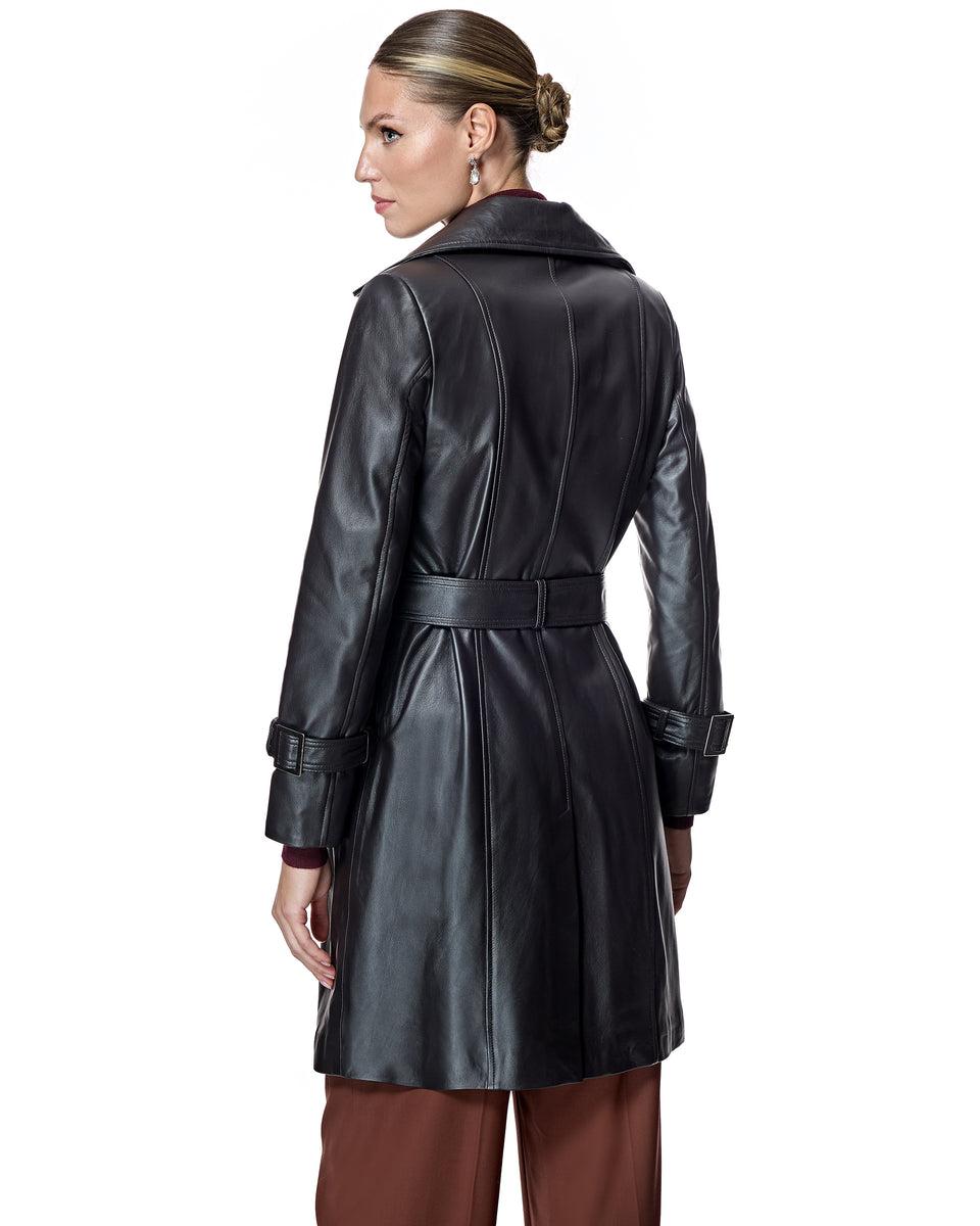 Julia and Stella by Maximilian Belted Leather Coat Product Image