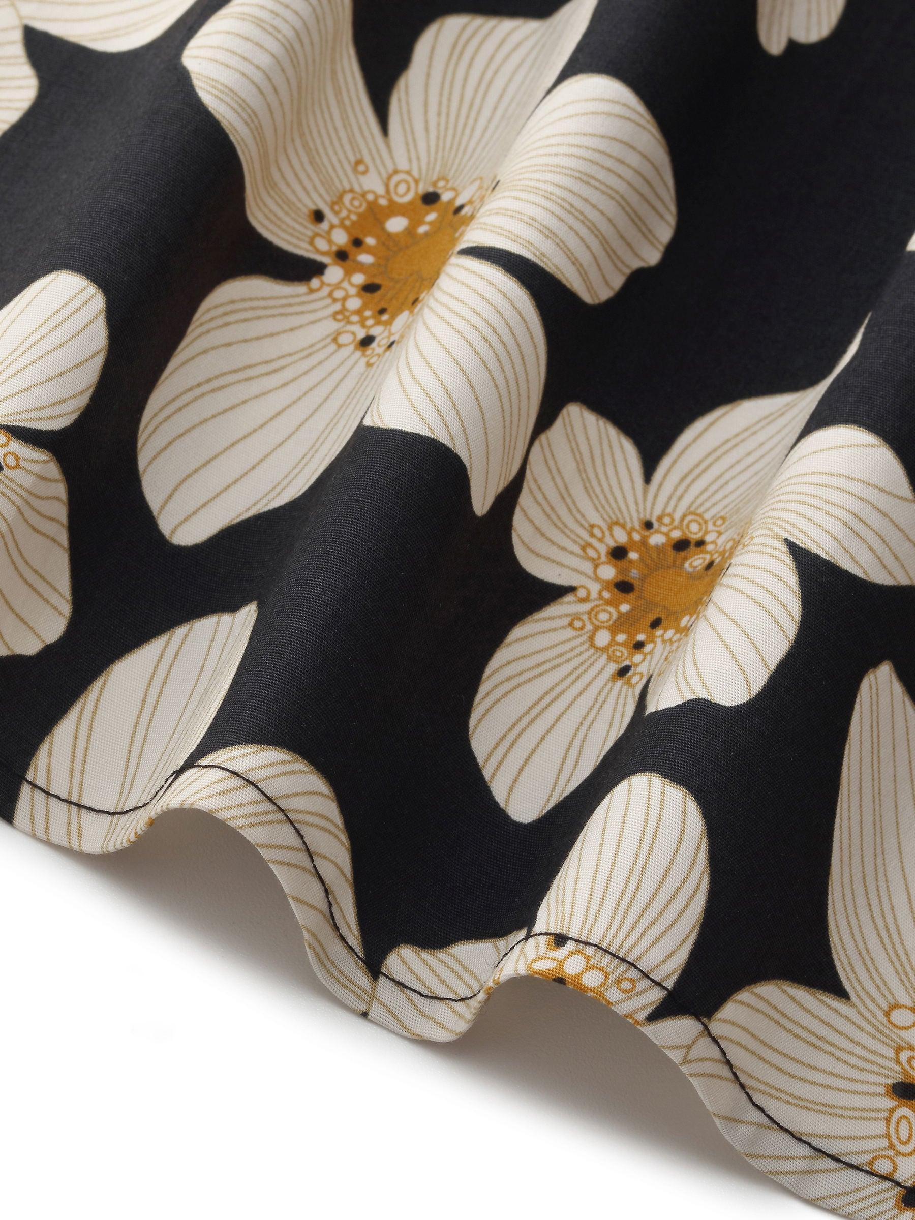 Cotton Stretch Floral Print Women Tie Belt Midi Dress Product Image