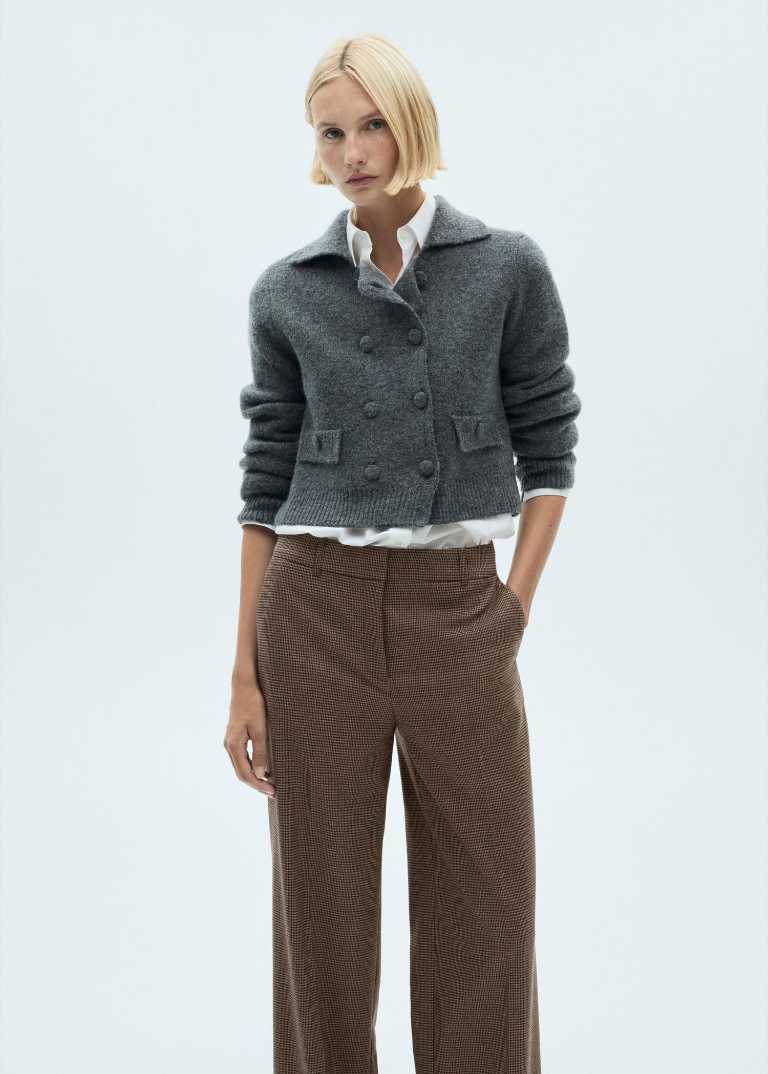 Mid-rise wideleg pants - Women | MANGO USA Product Image