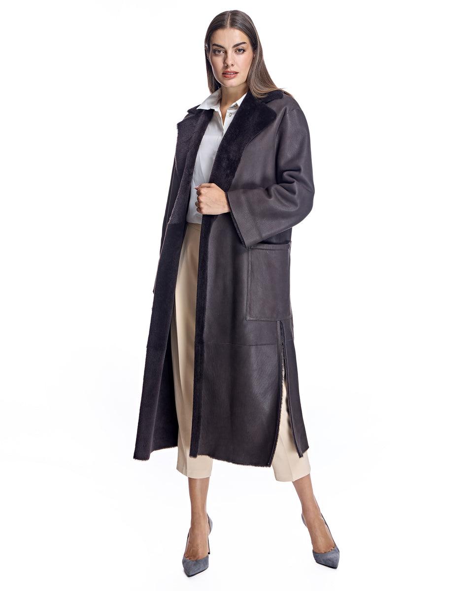 Belted Shearling Lamb Coat Product Image