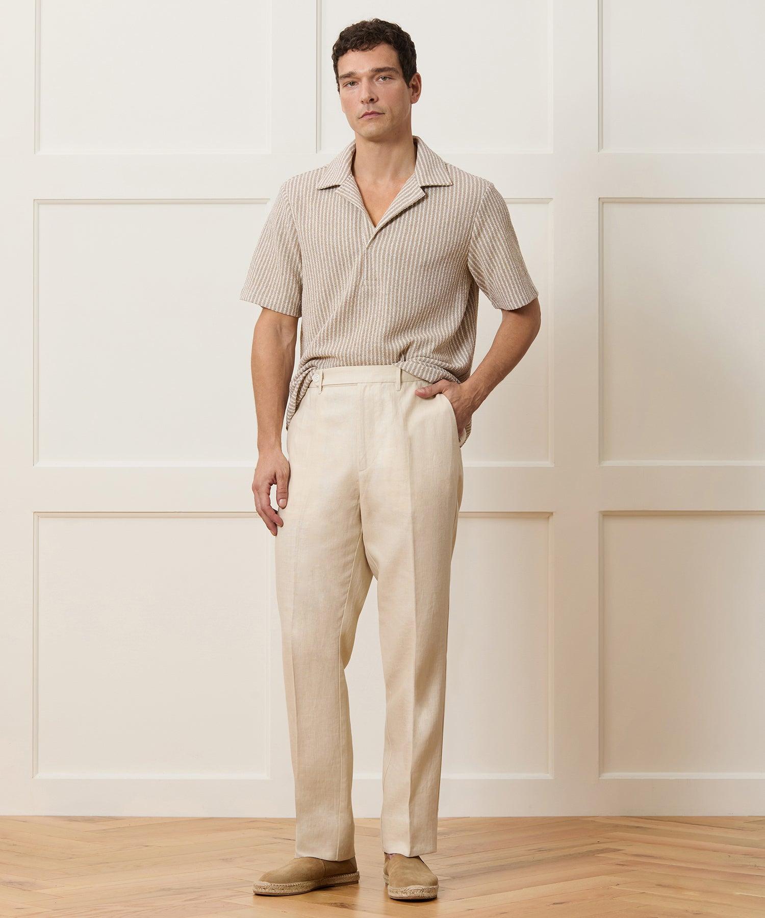 Straight Fit Linen Tab Trouser Product Image