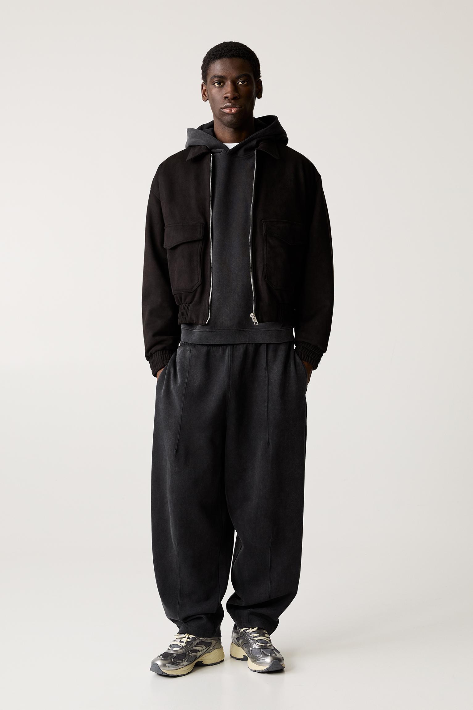 Cropped faux suede jacket Product Image