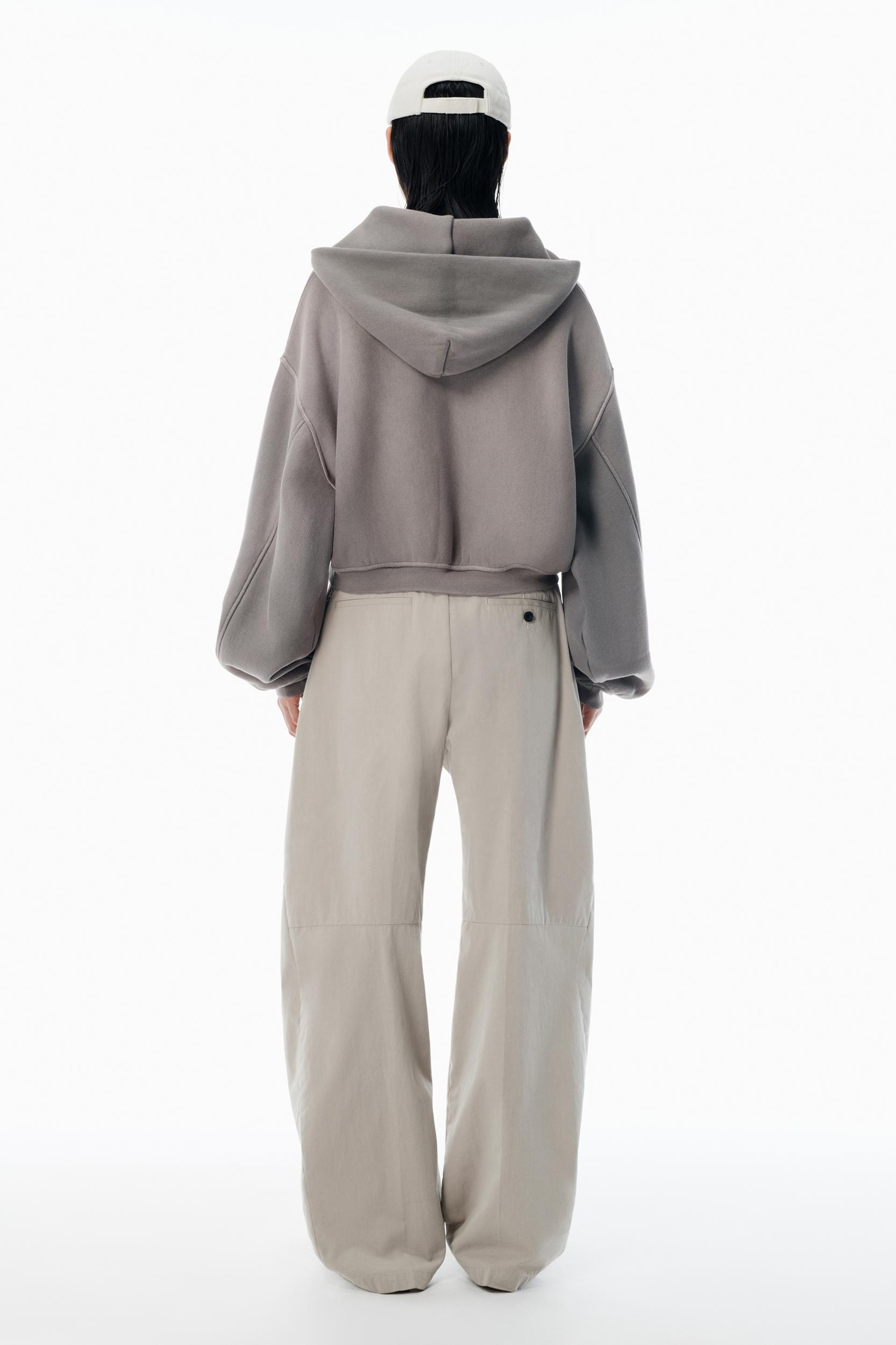 Grey Oversized Crop Hoodie Product Image