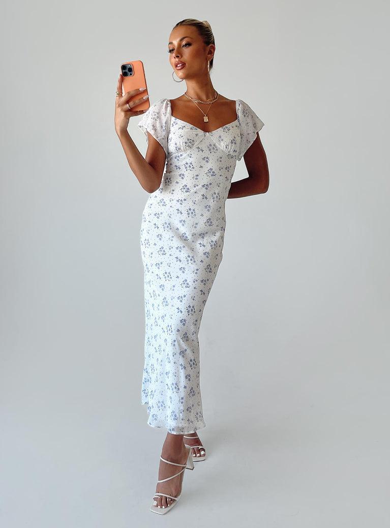 Hera Maxi Dress White Floral Product Image