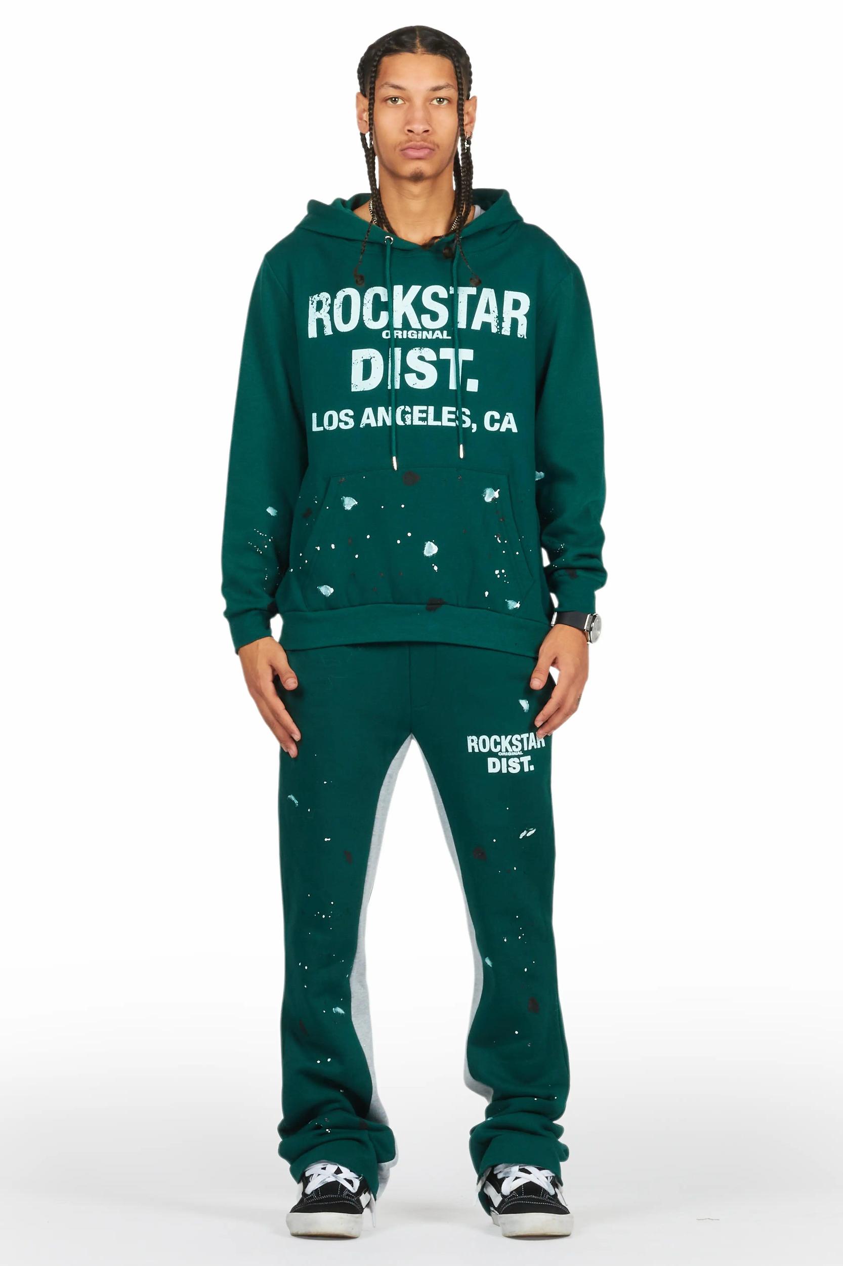 Scottie Green/White Hoodie/Baggy Track Pant Set Male Product Image