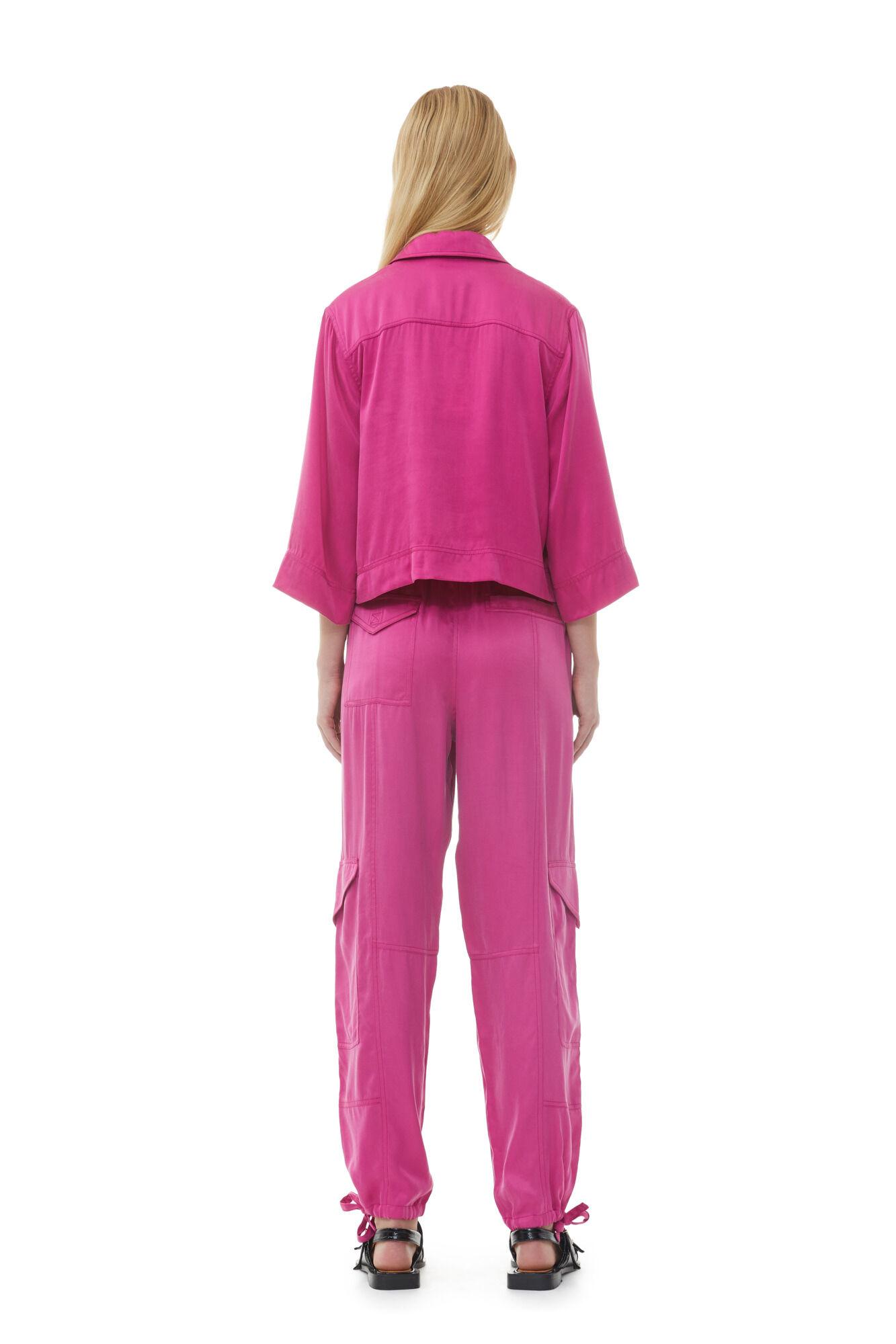 Pink Washed Satin Pocket Pants Product Image