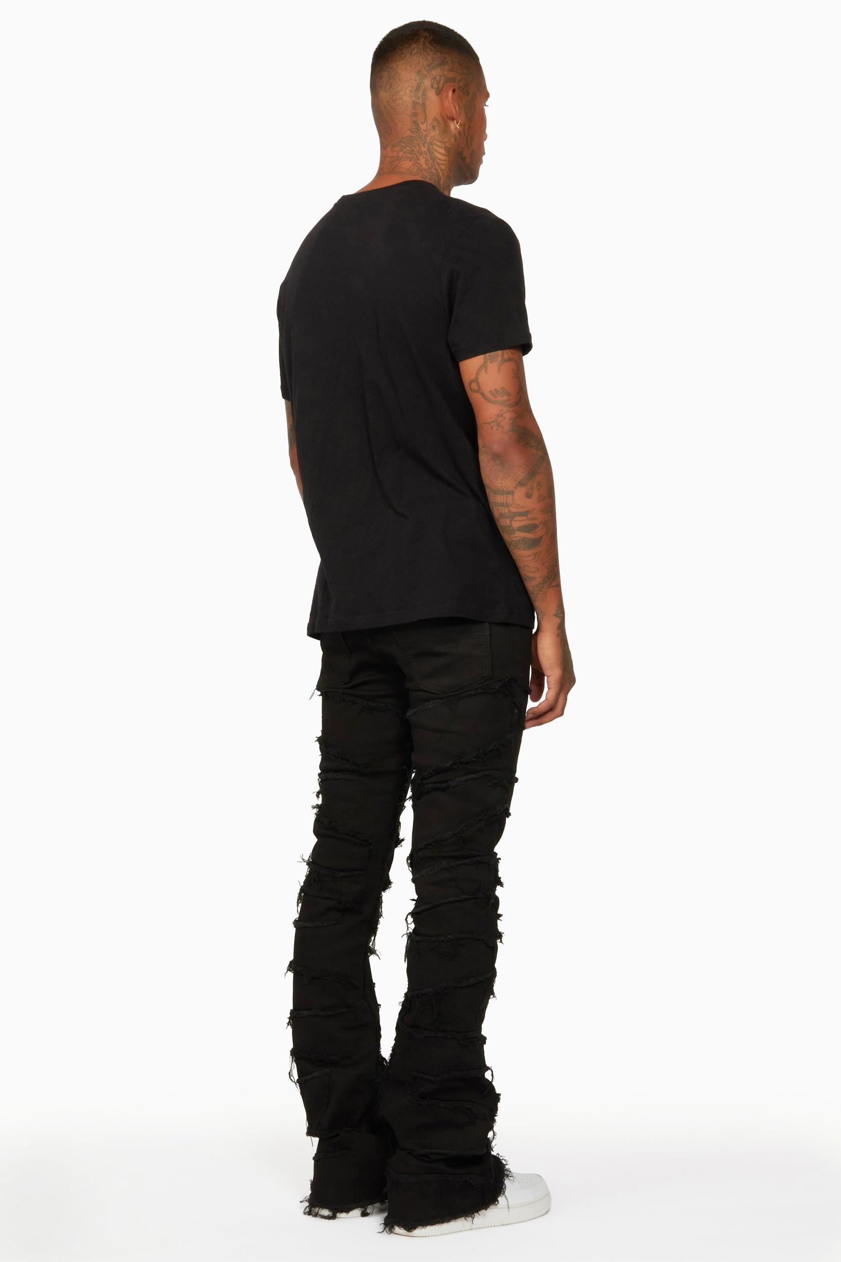 Shake Black Stacked Flare Jean Male Product Image