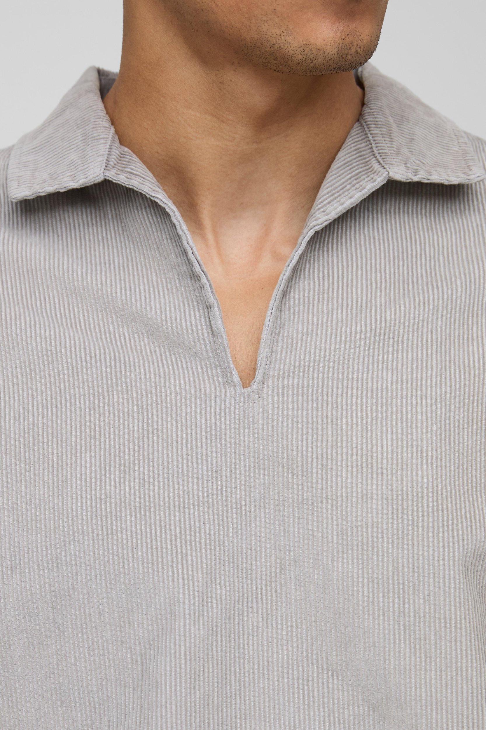 Oversized Boxy Acid Wash Corduroy Polo Shirt | boohooMAN USA Product Image