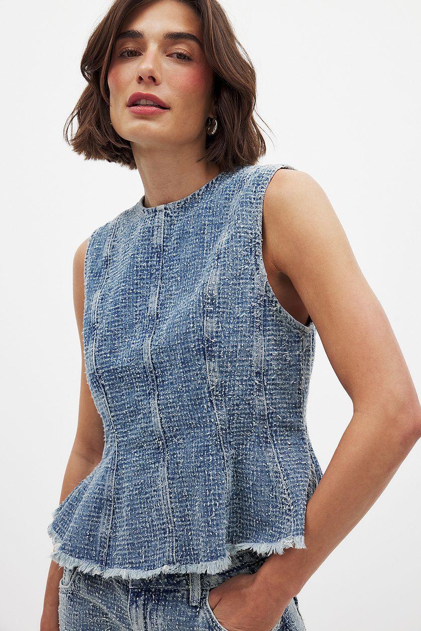 Structured Detail Denim Top Product Image