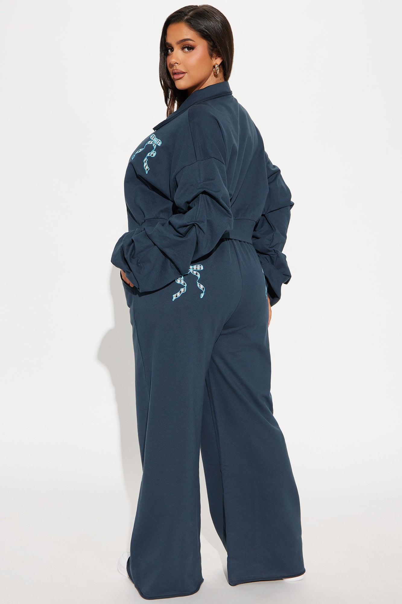 Keep It Preppy Polo Sweatsuit Set - Navy Product Image