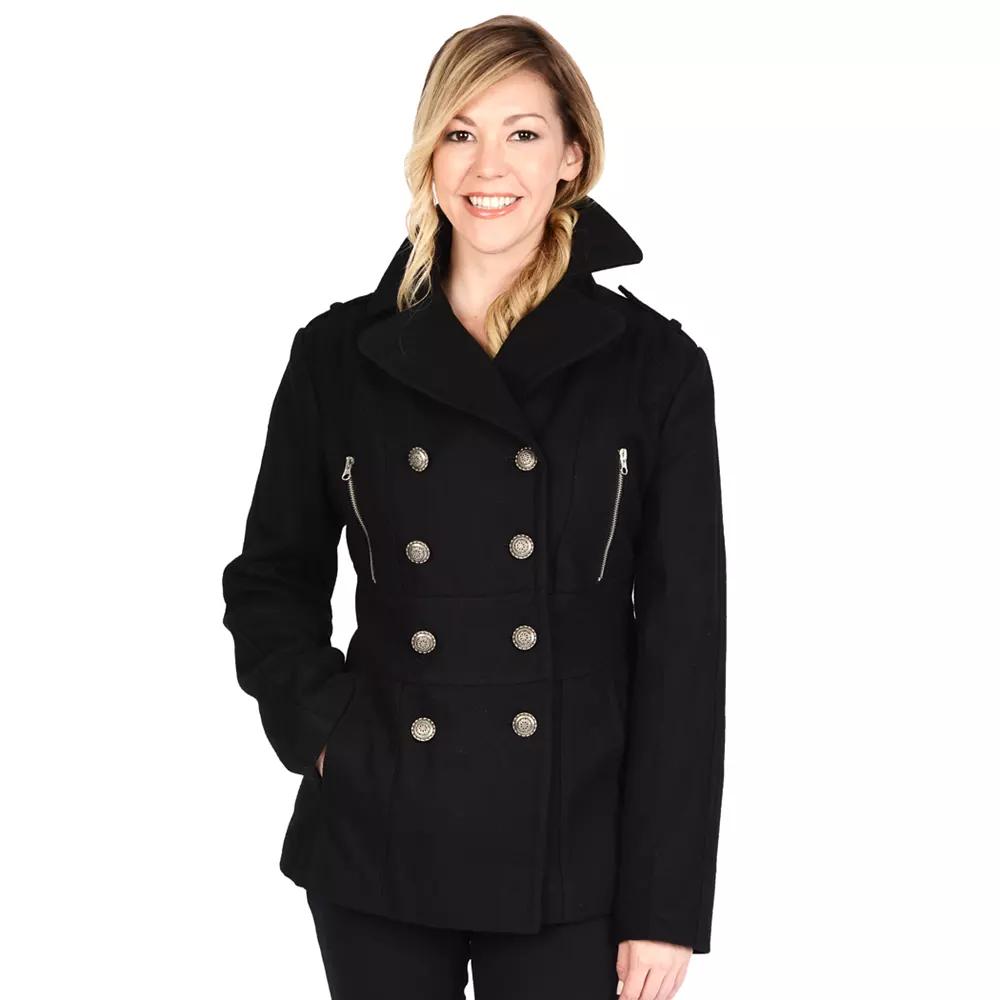 Women's Excelled Military Wool Blend Peacoat,  Product Image