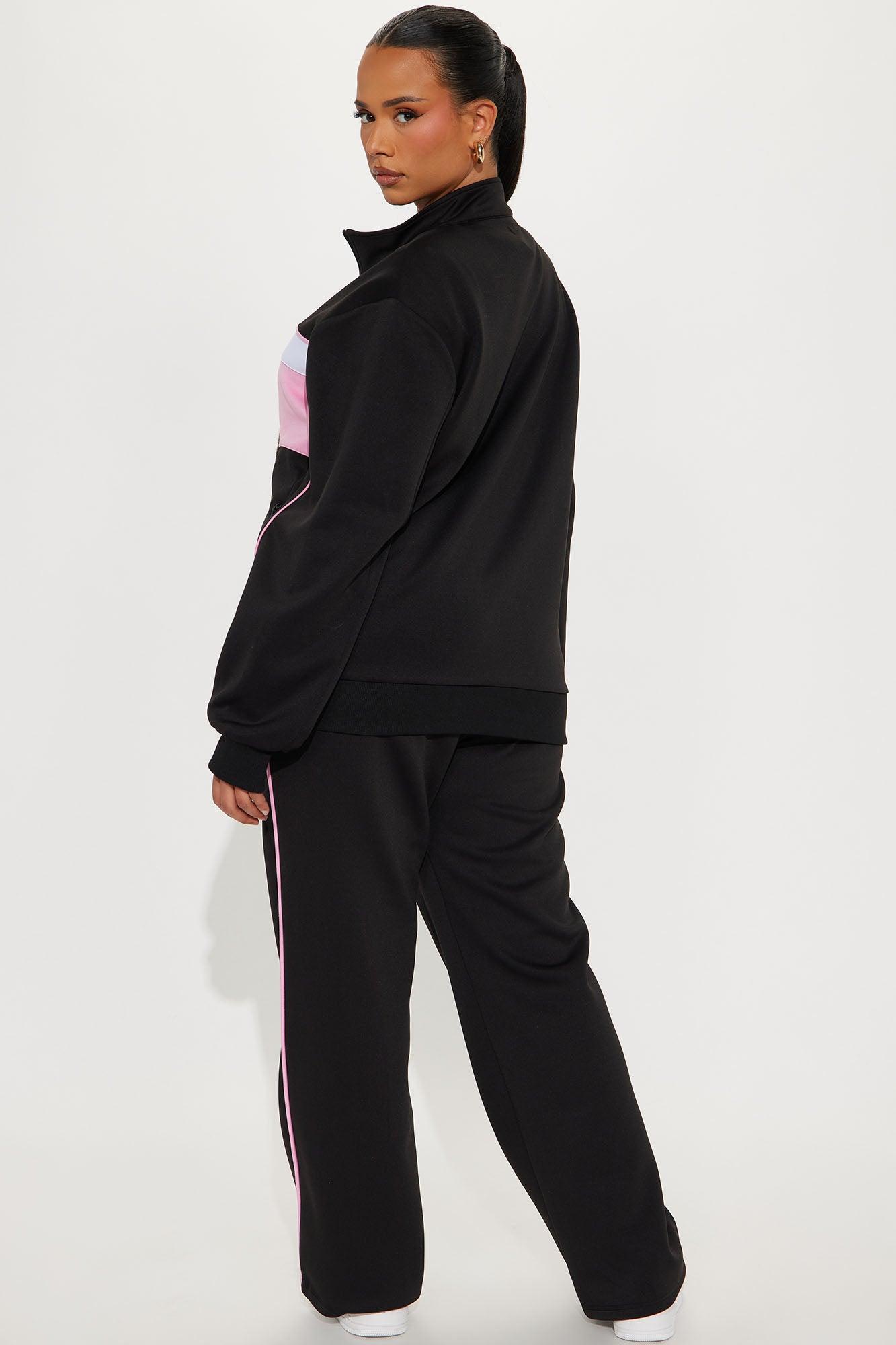 Ballin' Tracksuit Pant Set - Black/Pink Product Image
