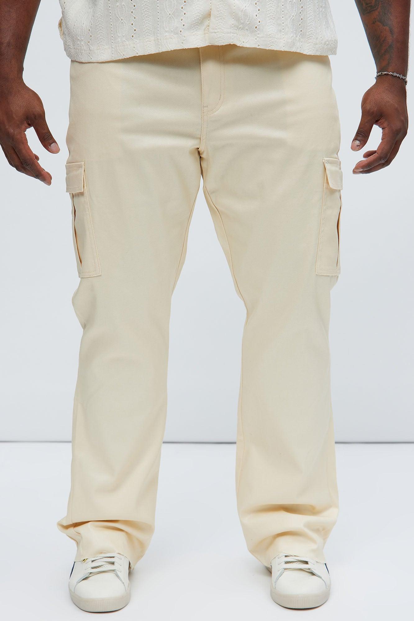 Better Be Cargo Waxed Skinny Flared Pants - Cream Product Image
