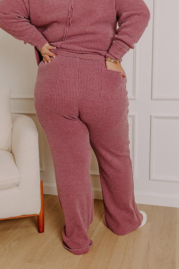 Cozy Haven High Waist Vintage Wash Knit Pants in Sangria Curves Product Image