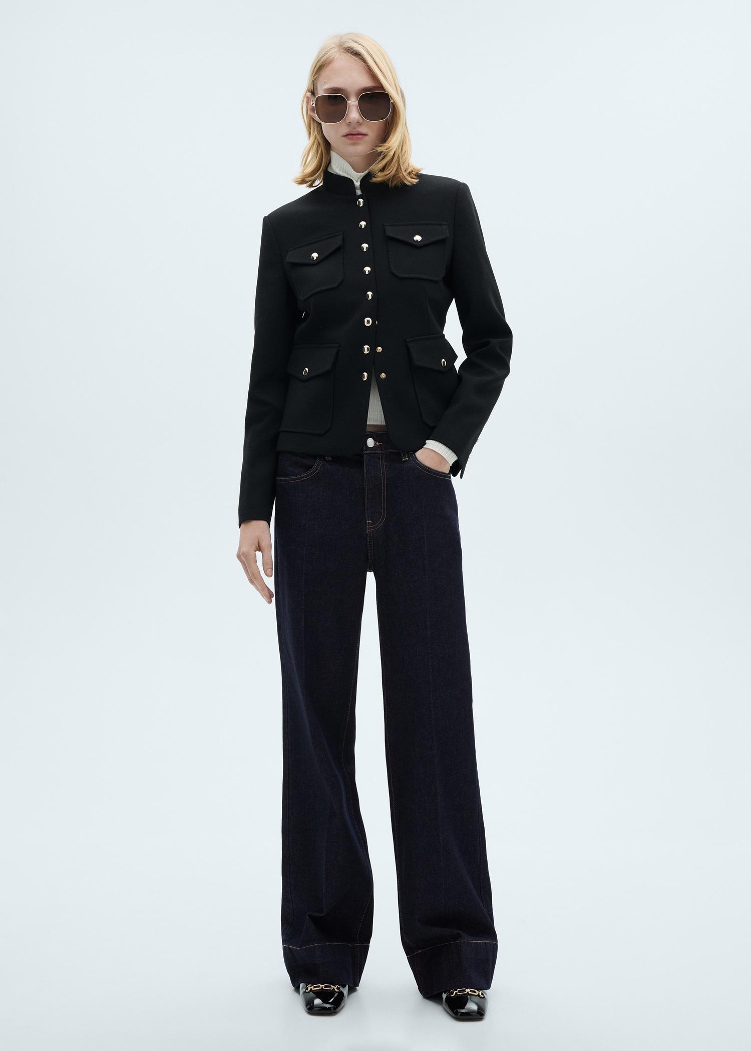 Wide-leg mid-rise jeans - Women | MANGO USA Product Image