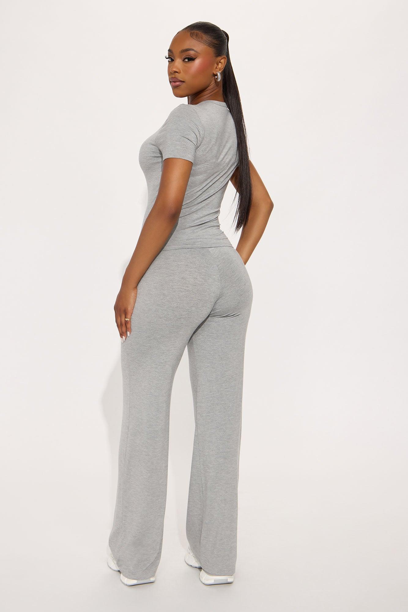 In My Best Mood Low Rise Pant Set - Heather Grey Female Product Image