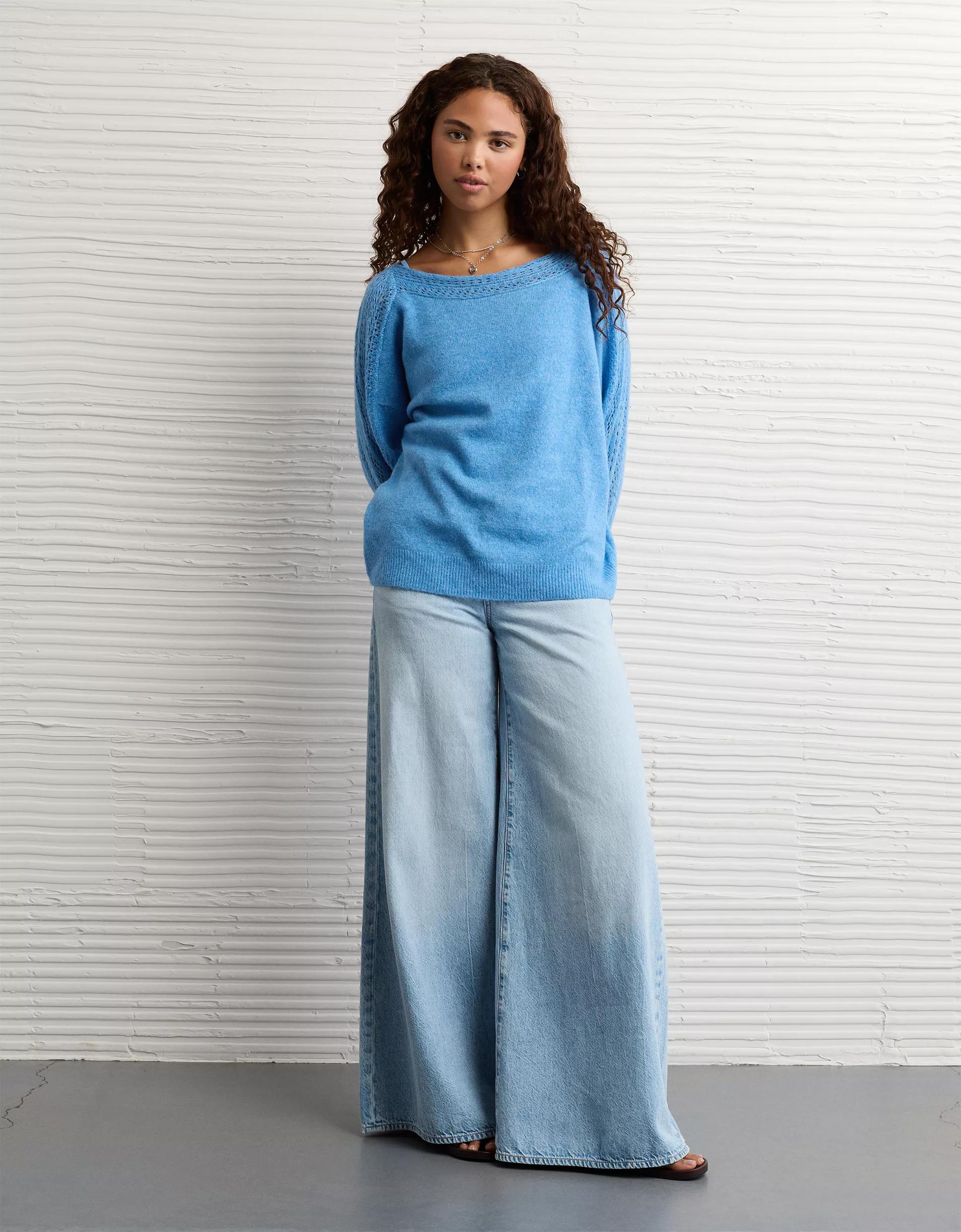 AE Whoa So Soft Lace Sweater Product Image