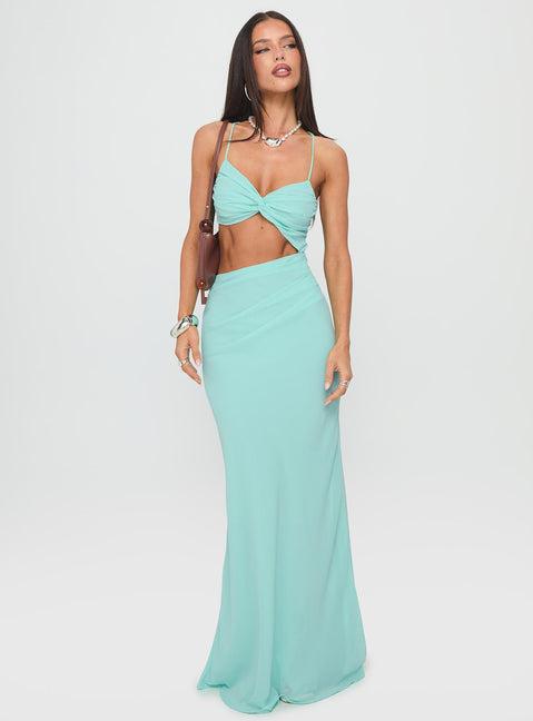 No Control Keyhole Maxi Dress Aqua Product Image