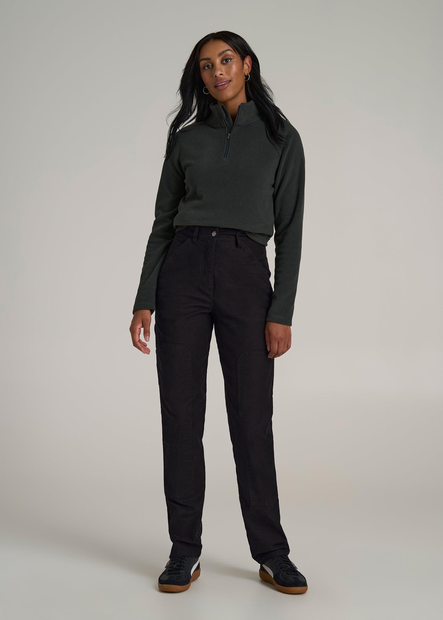High-Waisted Carpenter Pocket Pants for Tall Women in Black Female Product Image
