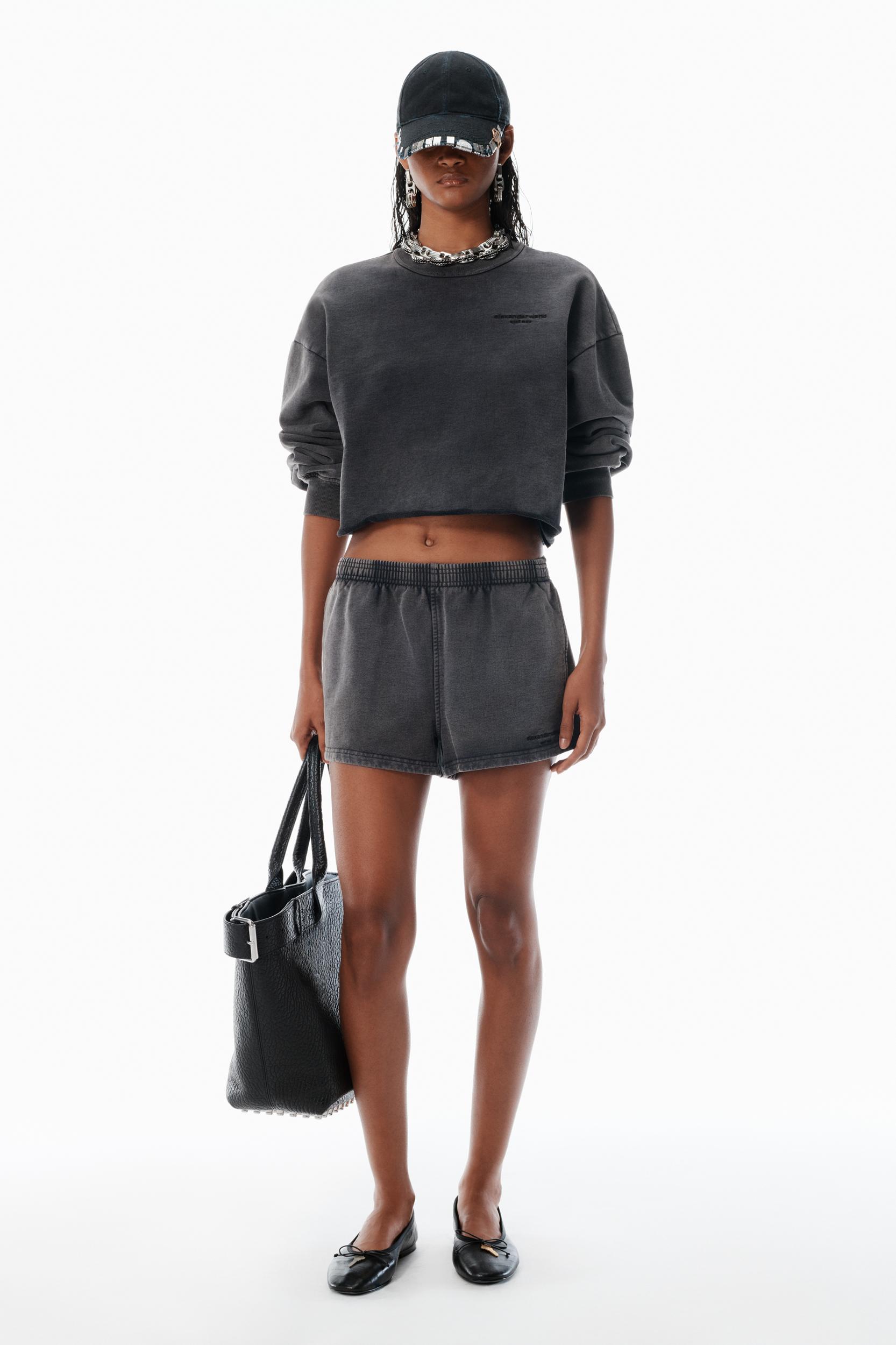 Black Cotton-terry Running Shorts Product Image