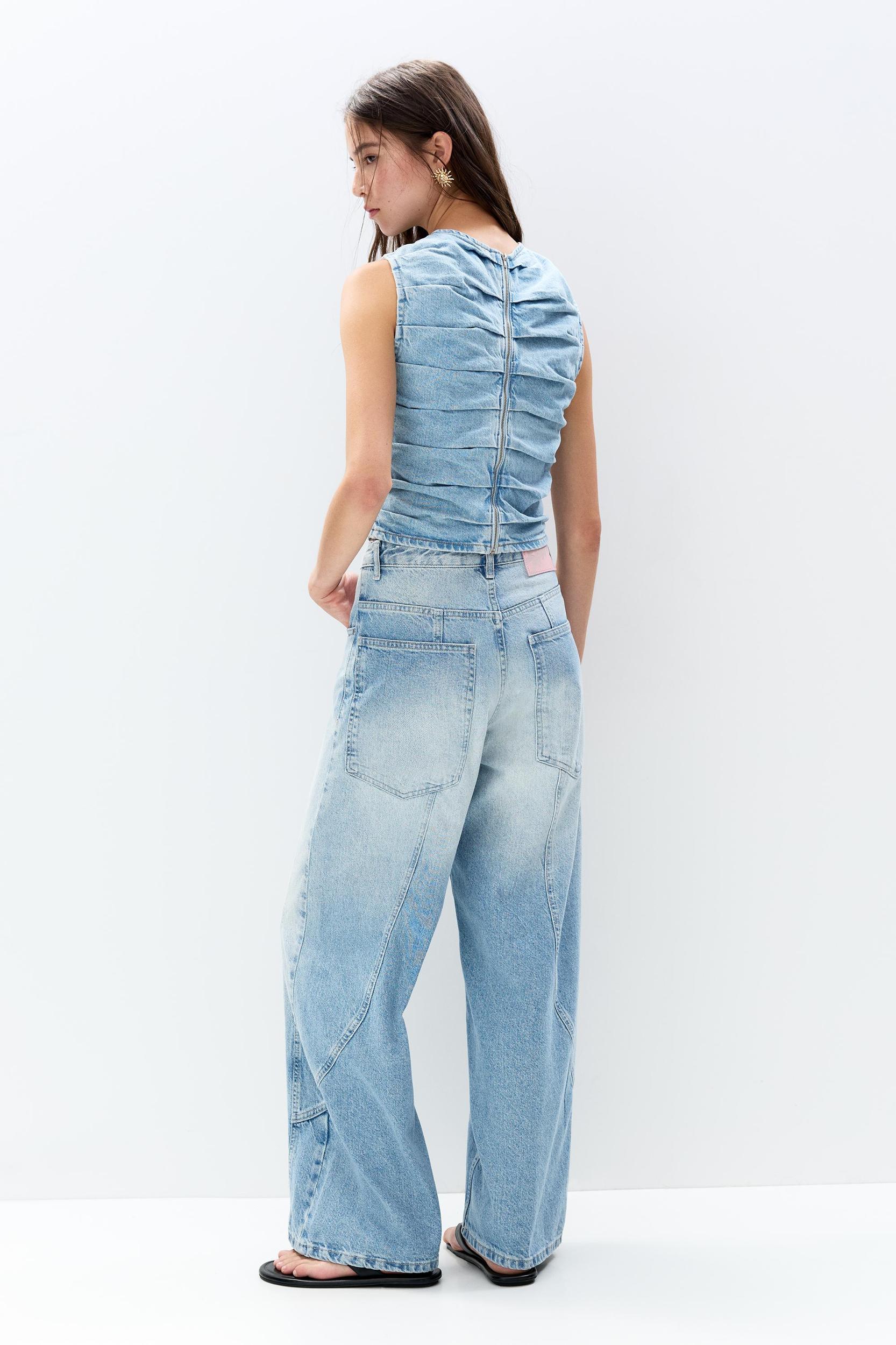 Gathered denim top Product Image
