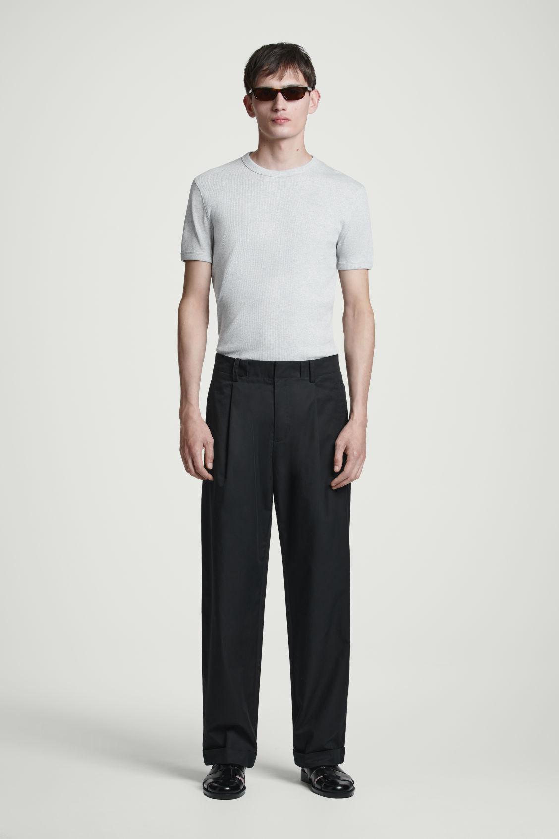 TAPERED COTTON TURN-UP PANTS Product Image