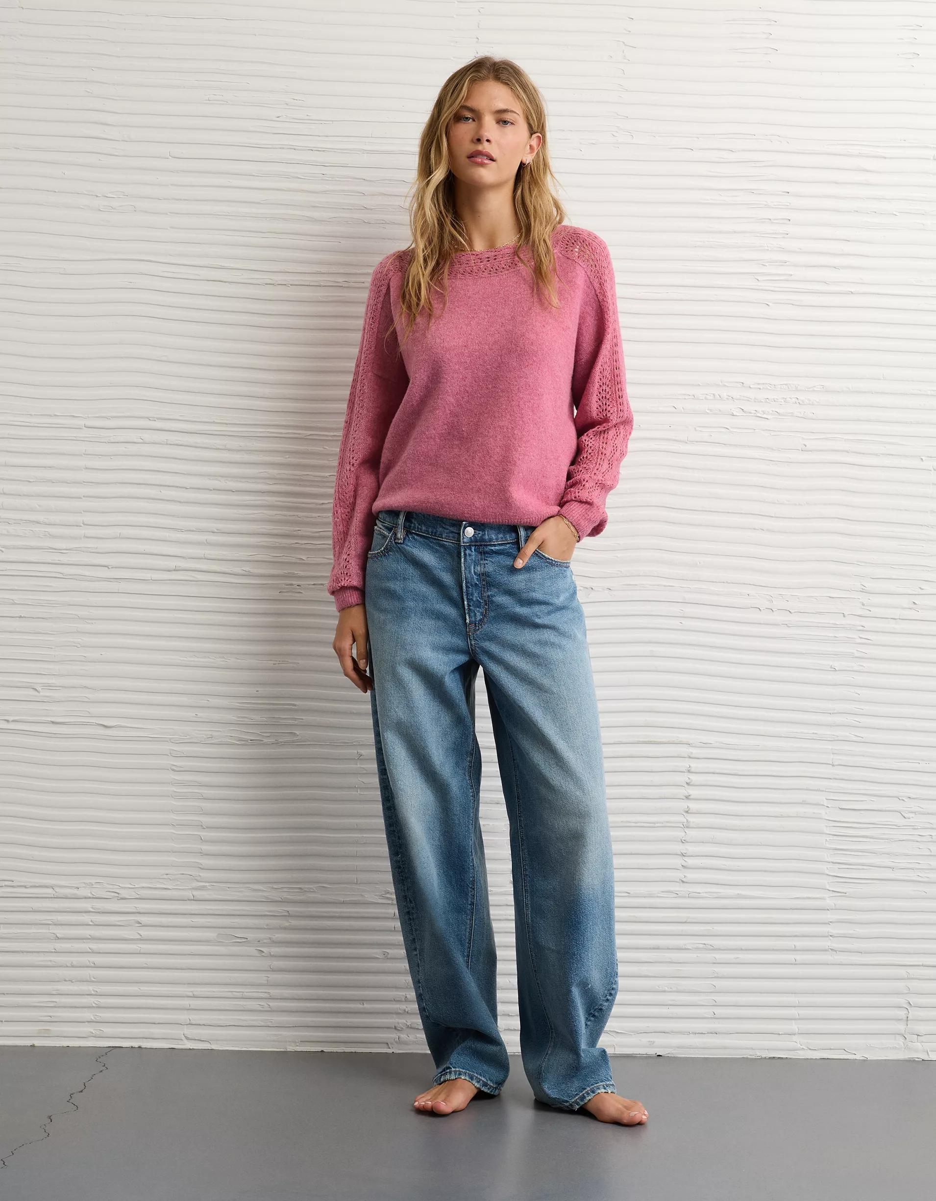 AE Whoa So Soft Lace Sweater Product Image