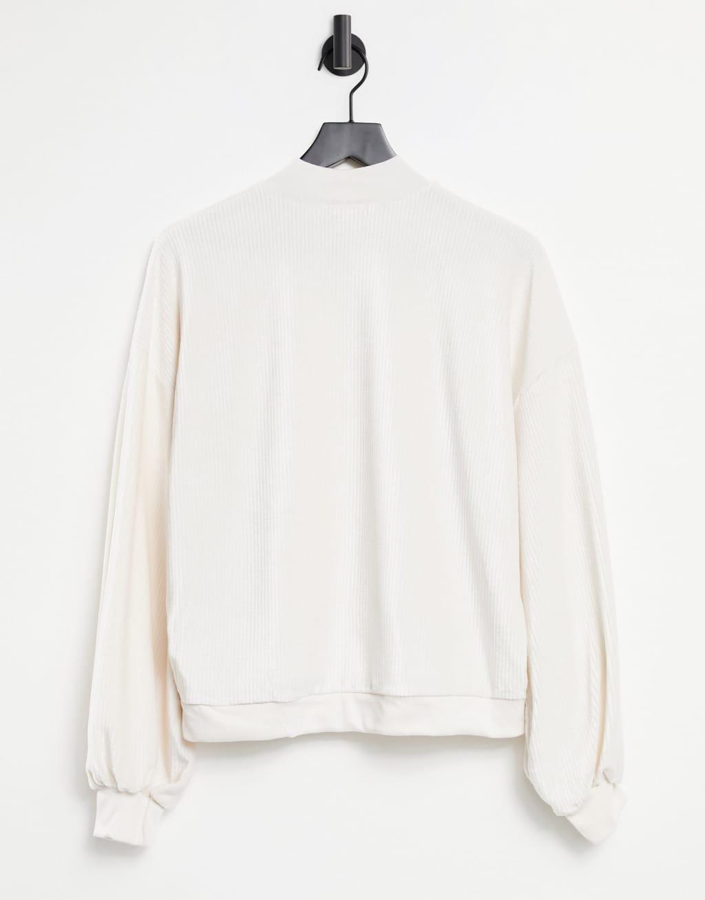 Topshop velour sweatshirt in cream - part of a set Product Image