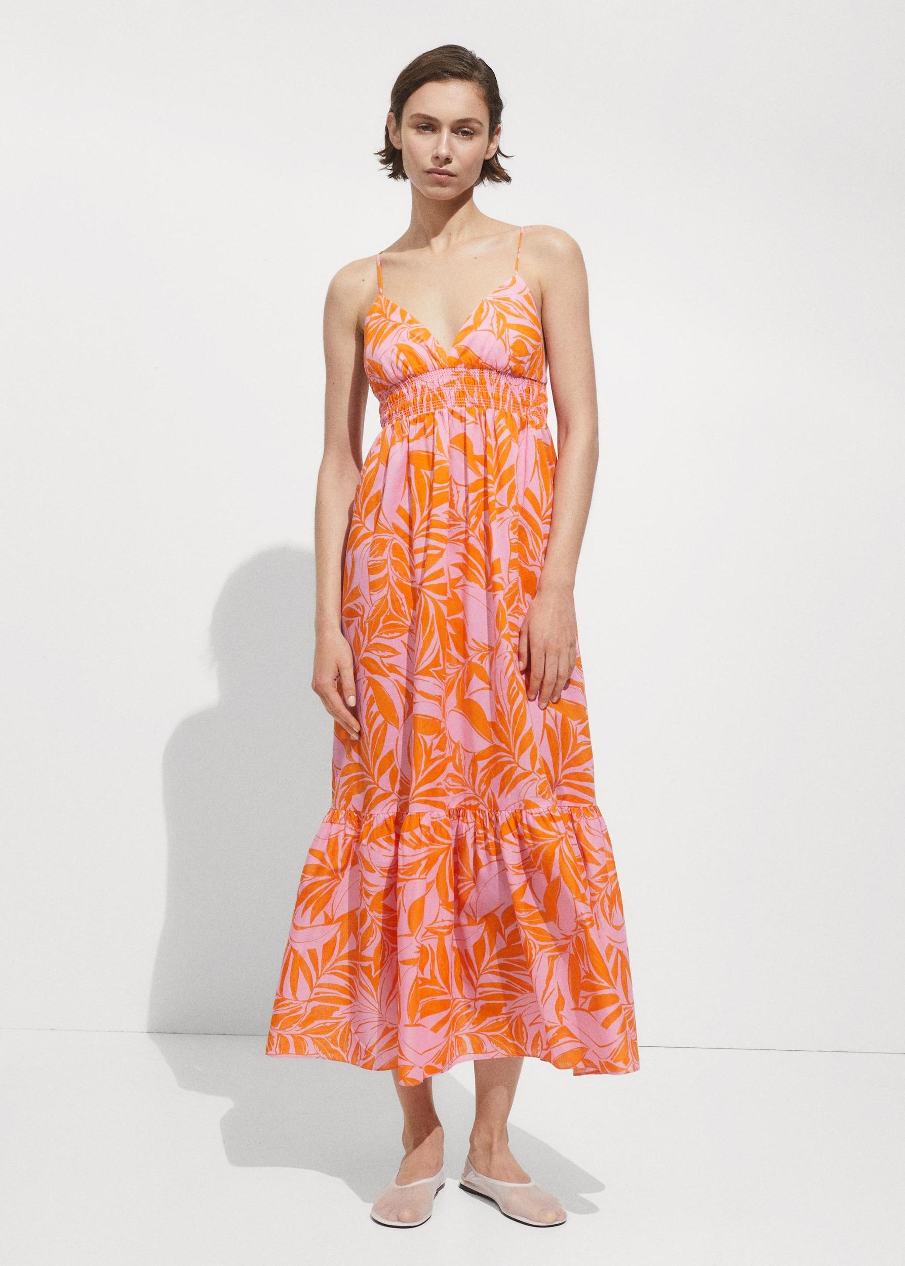 Long printed dress - Women | MANGO USA Product Image