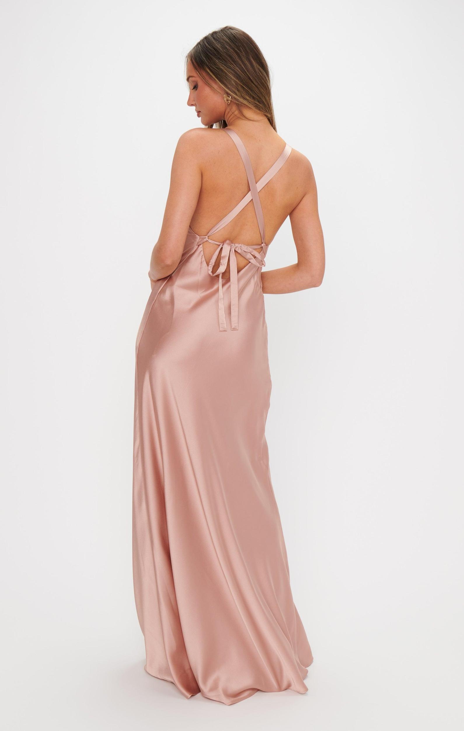 Anderson Maxi Dress ~ Rose Gold Luxe Satin Product Image