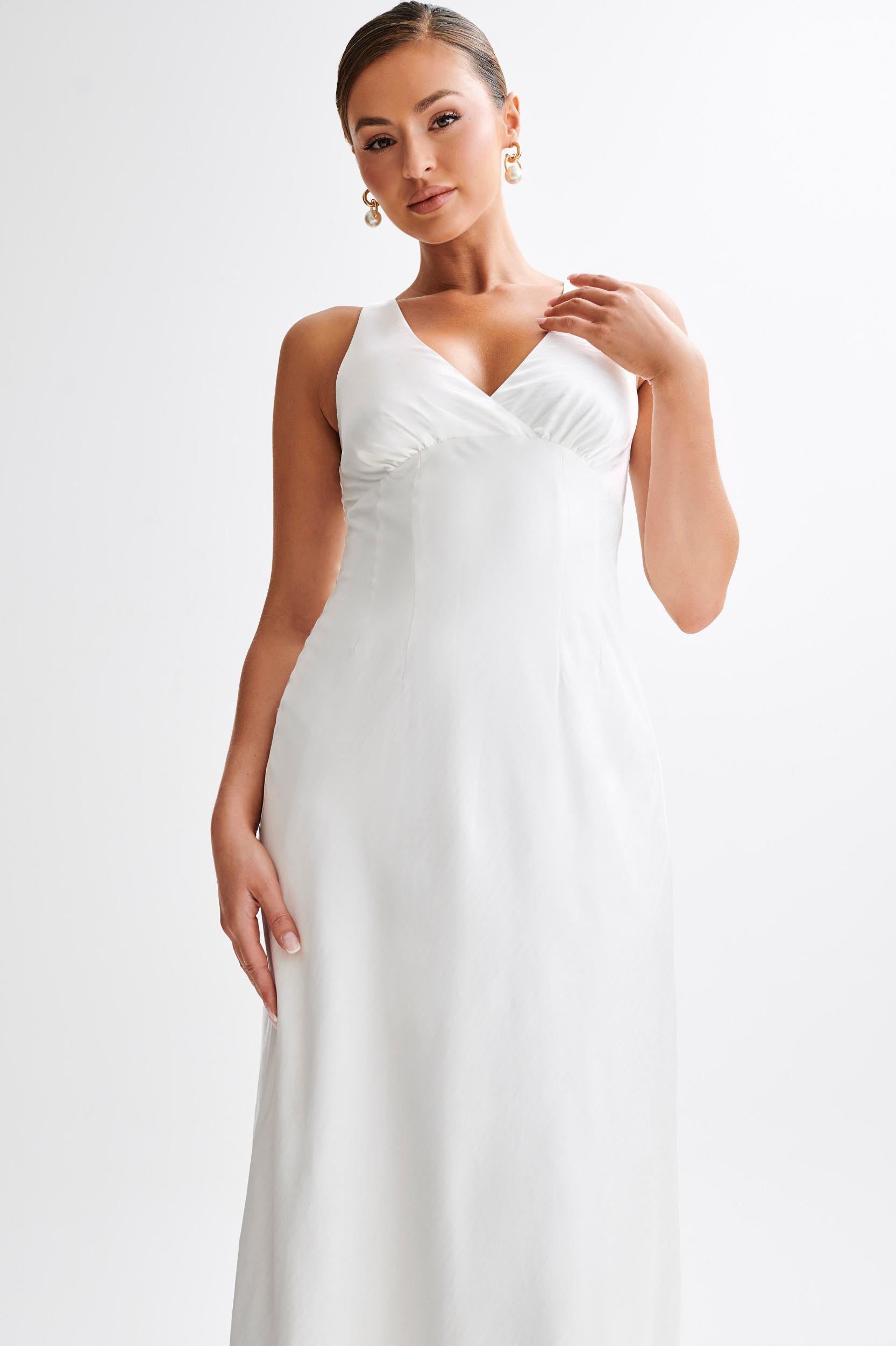 Meghan Satin Maxi Dress - Ivory Product Image