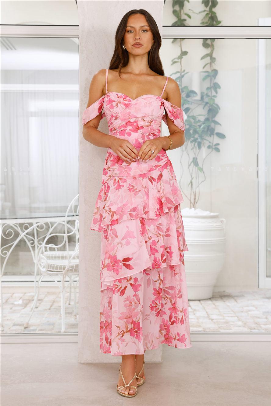 Glimmering Grace Maxi Dress Pink Product Image