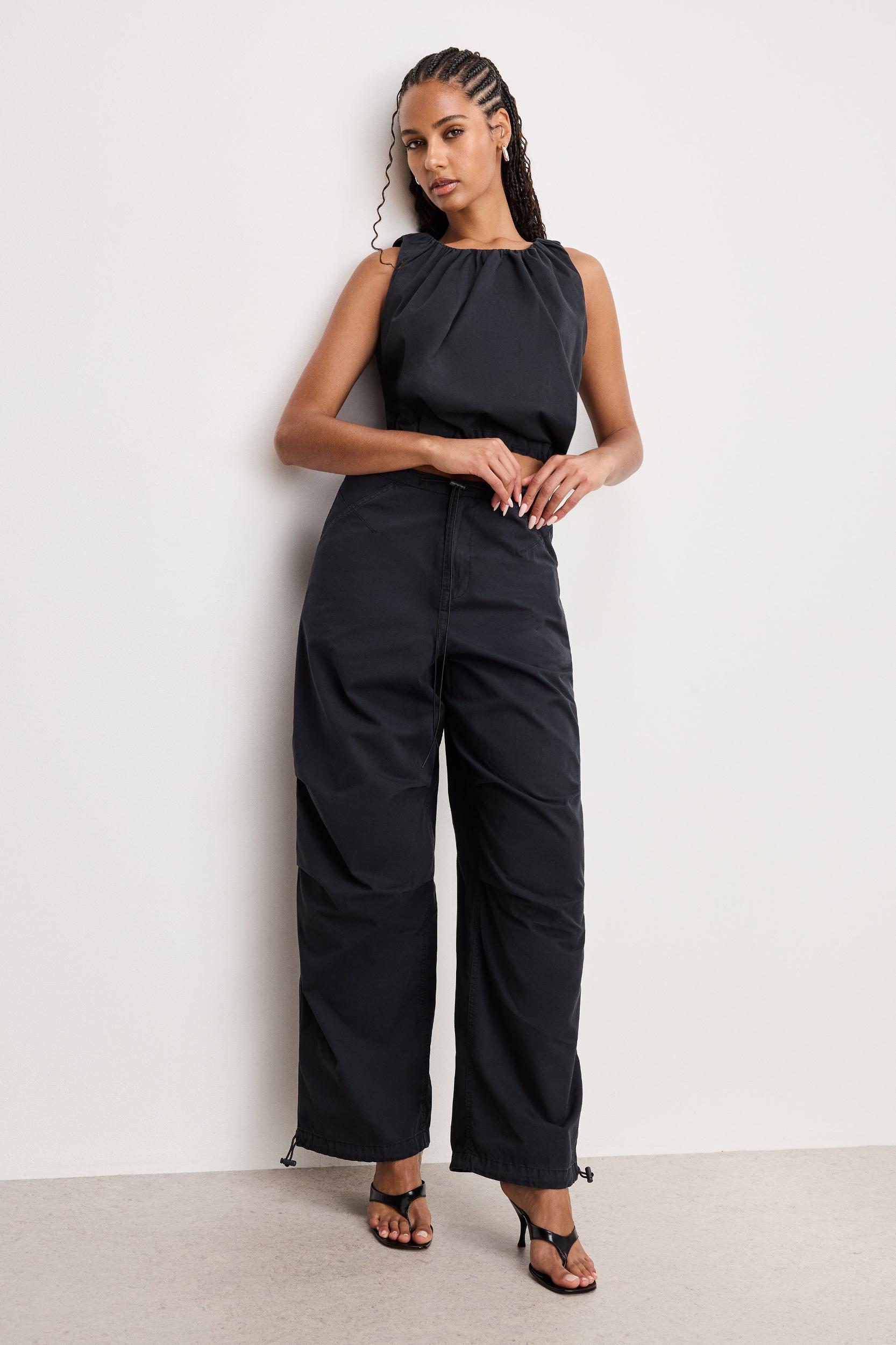 TWILL PARACHUTE PANTS | BLACK001 Product Image