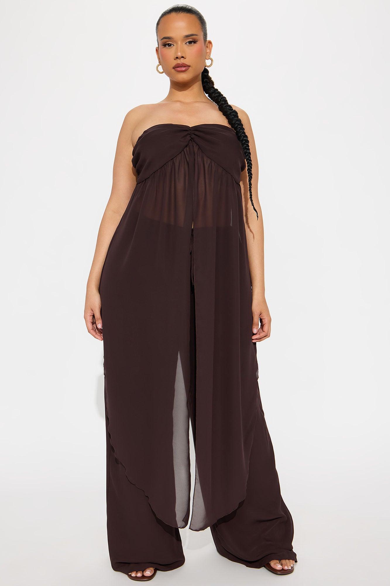 Coastal Elegance Pant Set - Brown Product Image