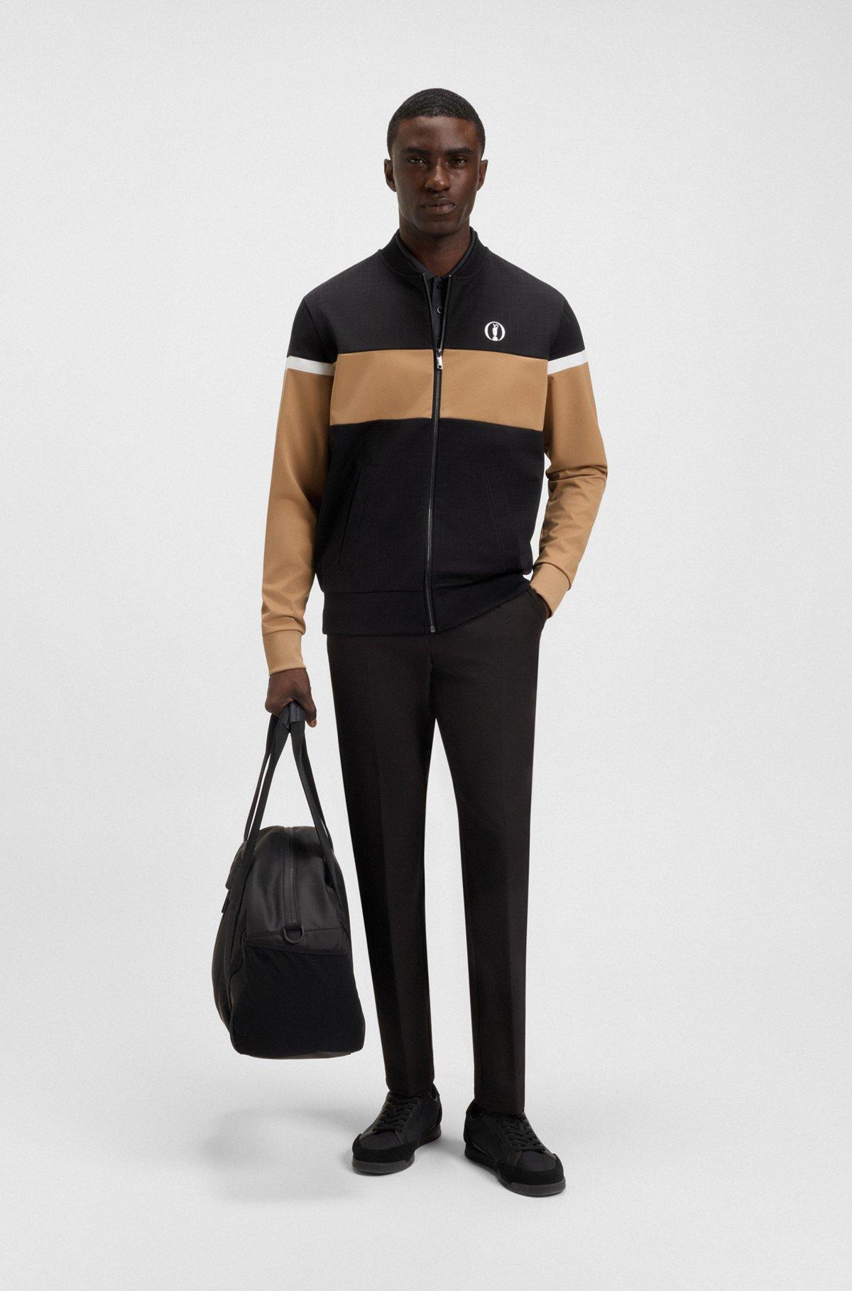BOSS - The Open jersey jacket with color-blocking - Black Product Image