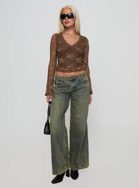 Pitter Long Sleeve Top Brown Product Image