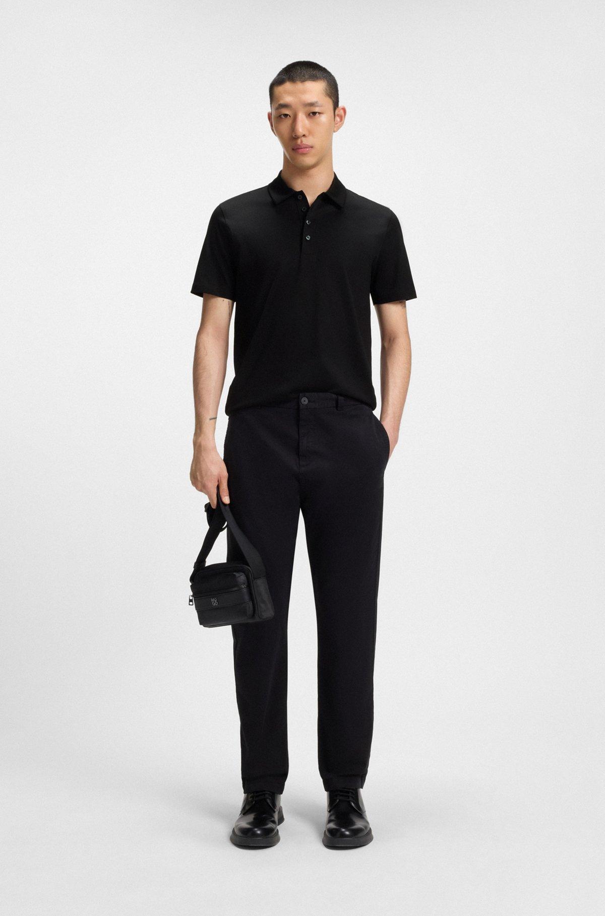 HUGO - Slim-fit polo shirt in mercerized cotton - Black Product Image