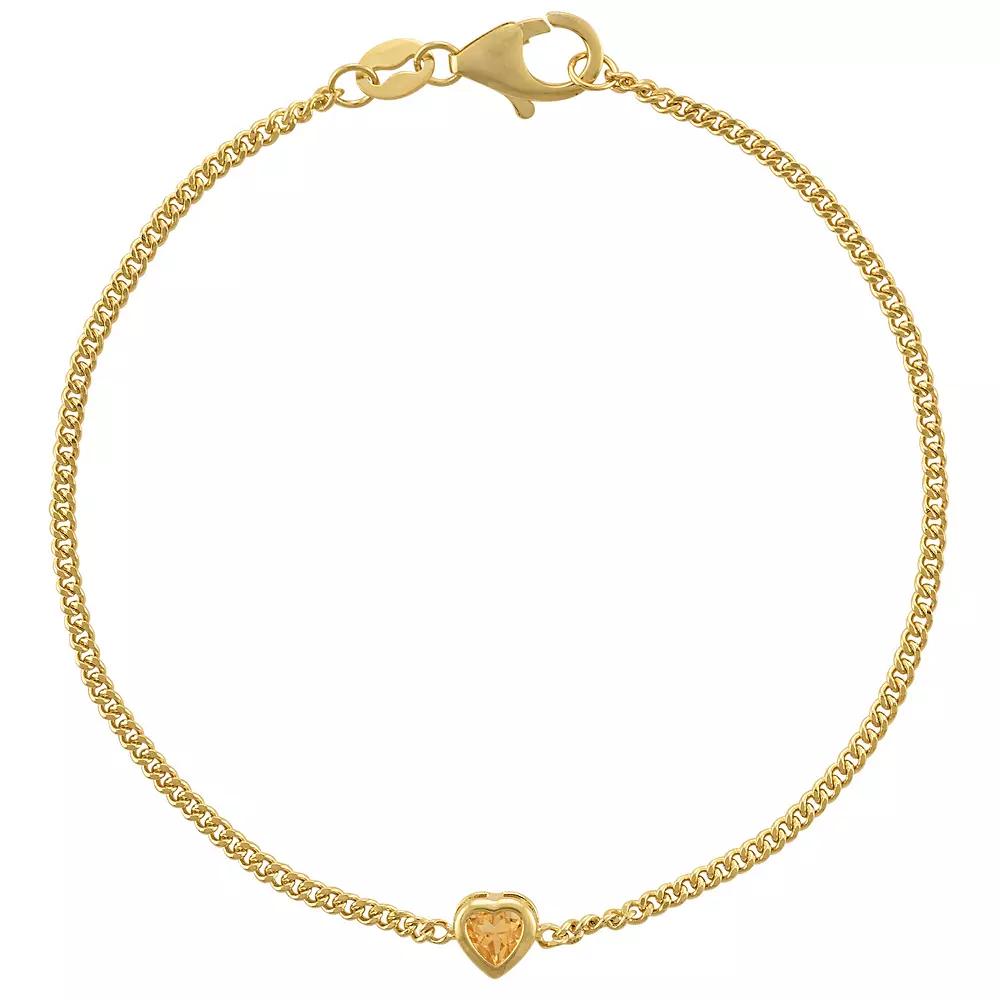 Designs by Gioelli 14k Gold Over Sterling Silver Gemstone Curb Chain Bracelet, Womens, Peridot Product Image