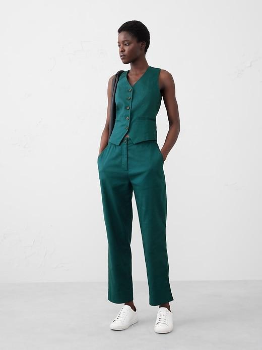 Linen-Blend Classic Vest Product Image