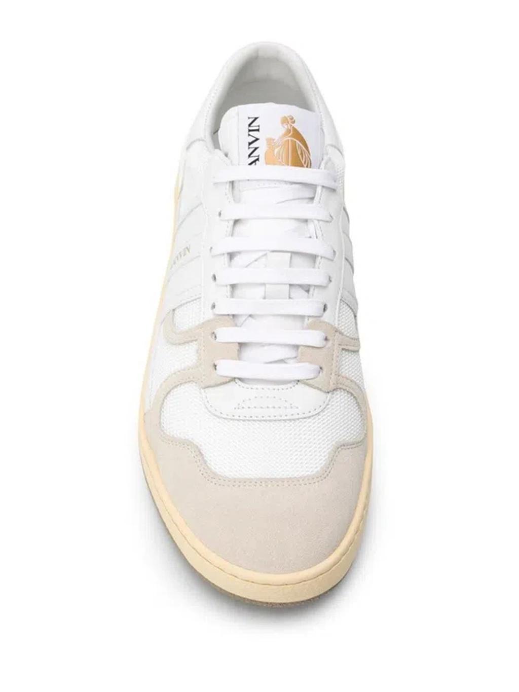LANVIN Mesh And Leather Clay Sneakers With In White Product Image