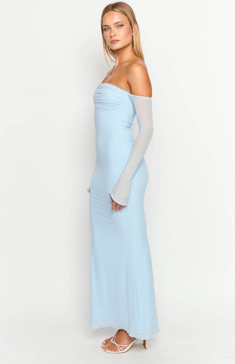 Odette Light Blue Long Sleeve Formal Maxi Dress Baby Product Image