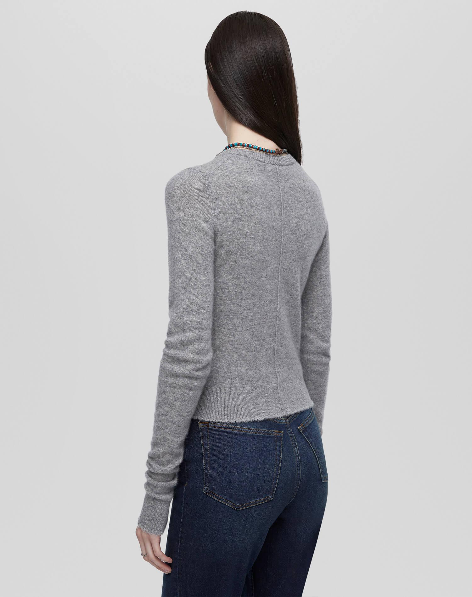 Cashmere Crewneck Cardigan - Grey Heather Product Image