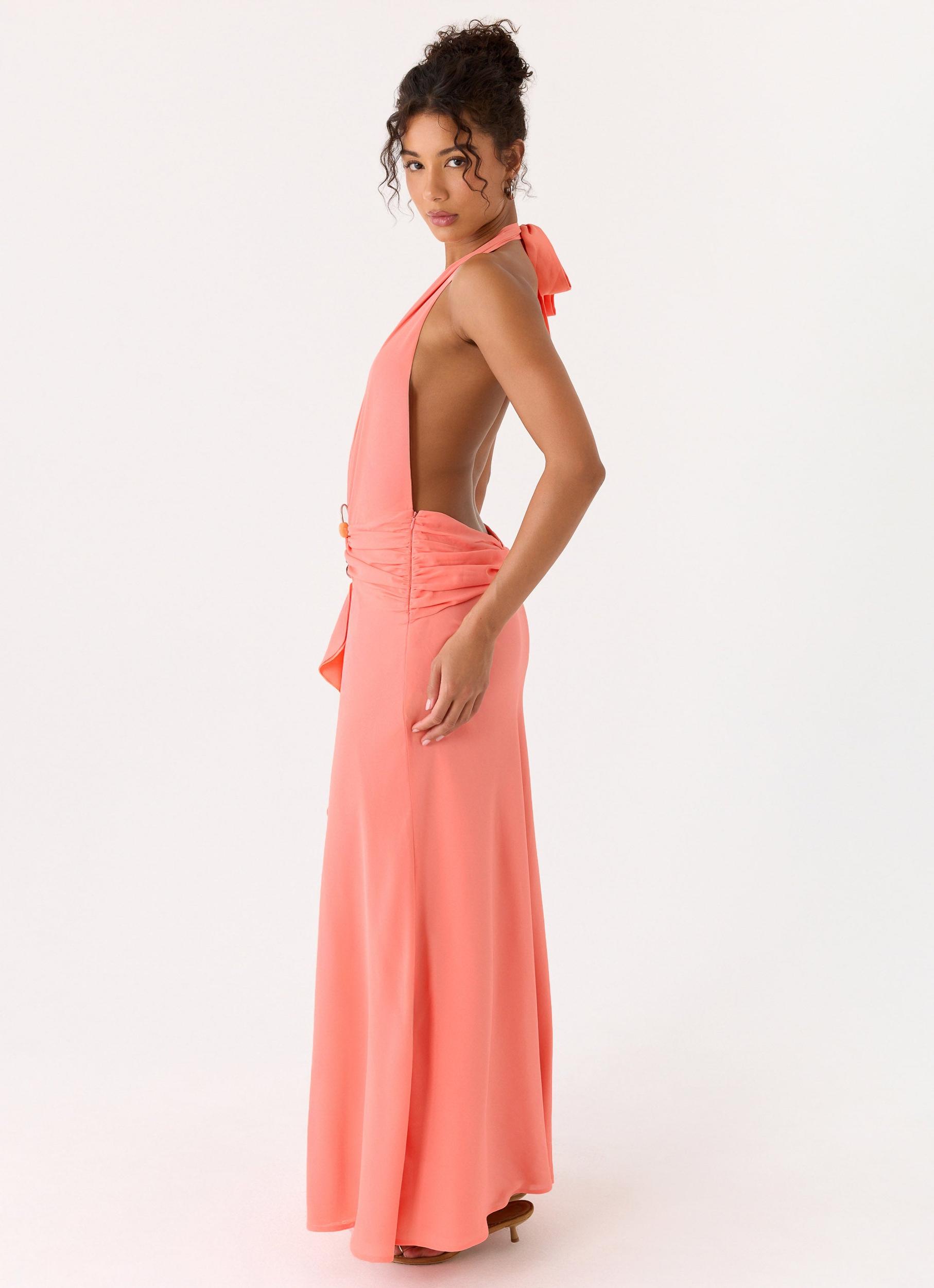 Attina Halter Maxi Dress - Coral Product Image