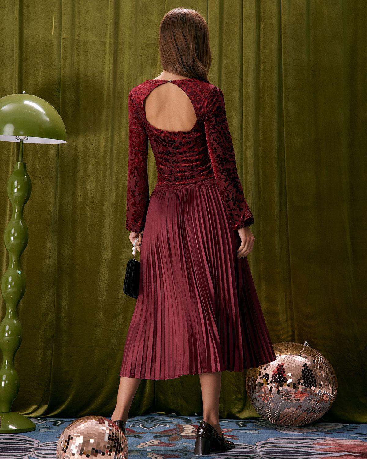 The Red Sweetheart Neck Burnout Blouse Product Image